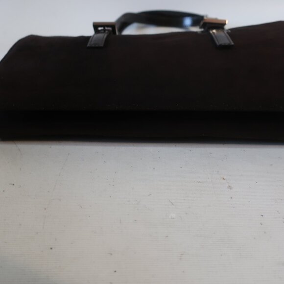 Authentic Fendi Dark Brown Suede Leather Borsa Manici Satchel Shoulder Handbag - Picture 7 of 16